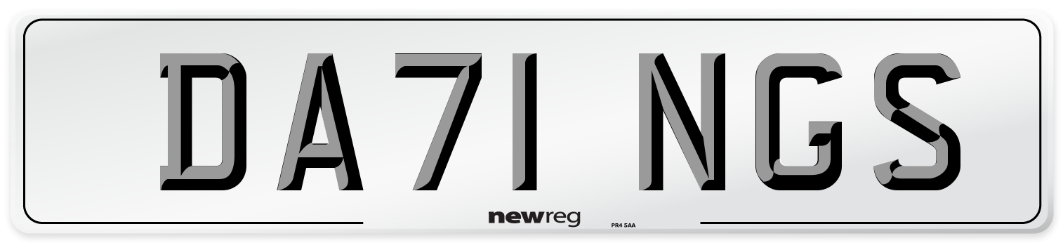 DA71 NGS Number Plate from New Reg